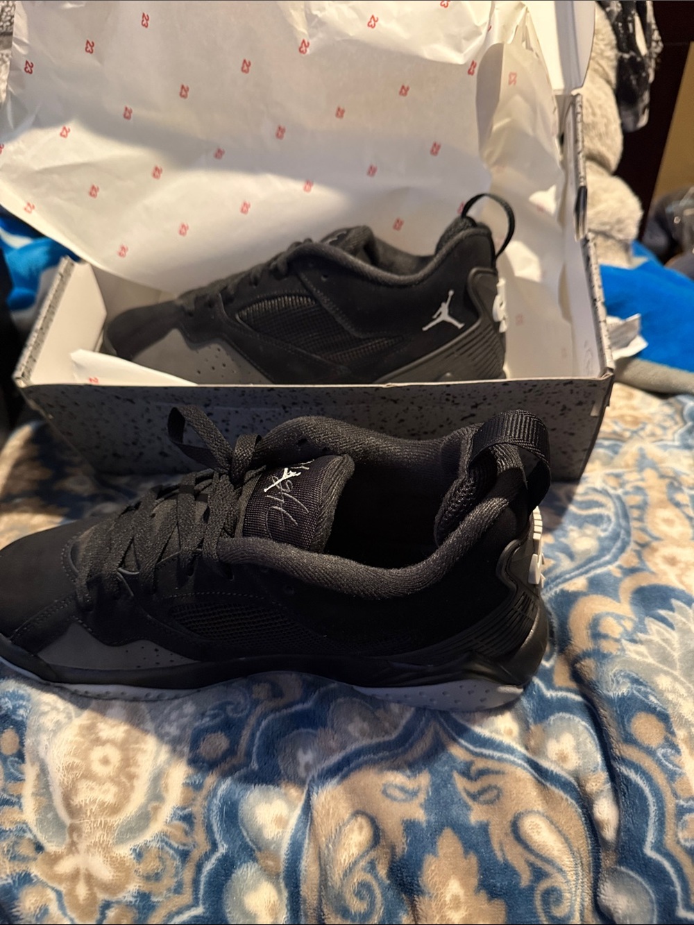 Jordan Men's Black Low-Top Sneakers with White Jumpman